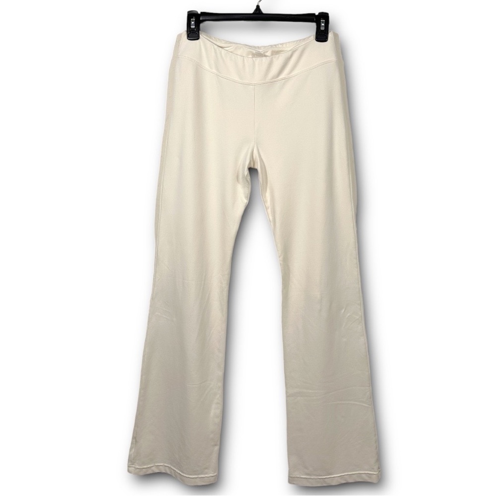 Prana women's yoga pants ivory Medium cotton modal stretch wide bang exercise